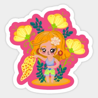 Cute girly cartoon Face girl Sticker